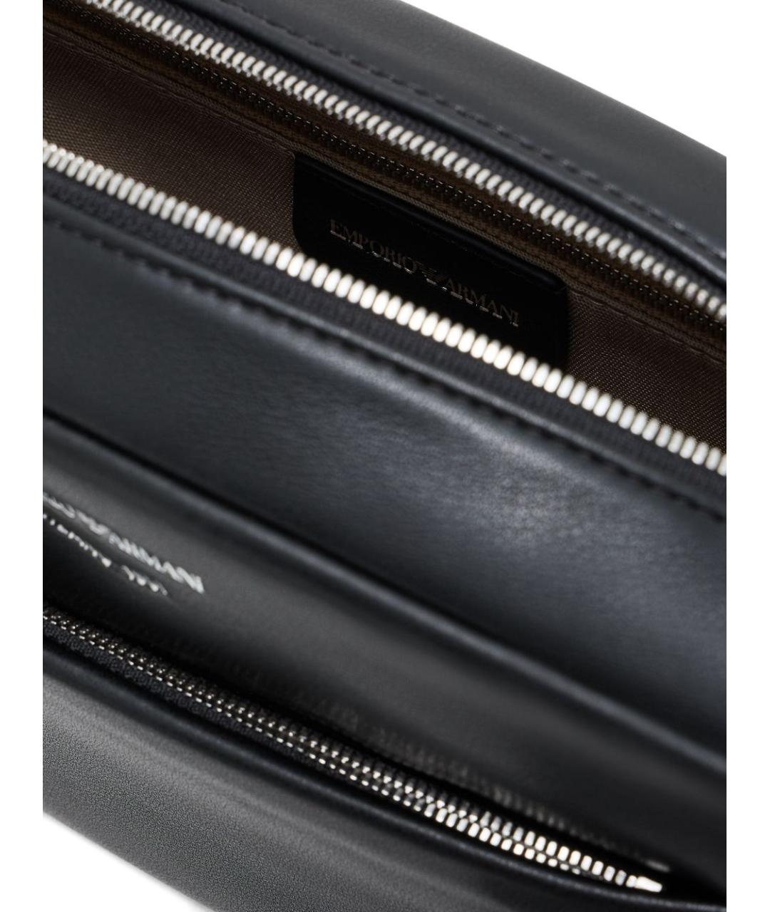 EMPORIO ARMANI Черная кожаная сумка через плечо, фото 3