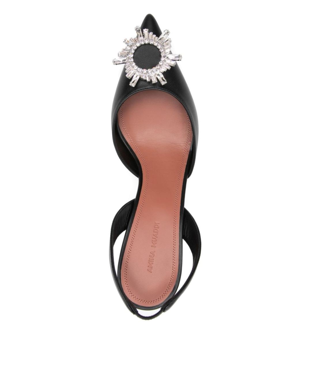 Amina Muaddi Черные кожаные туфли, фото 2