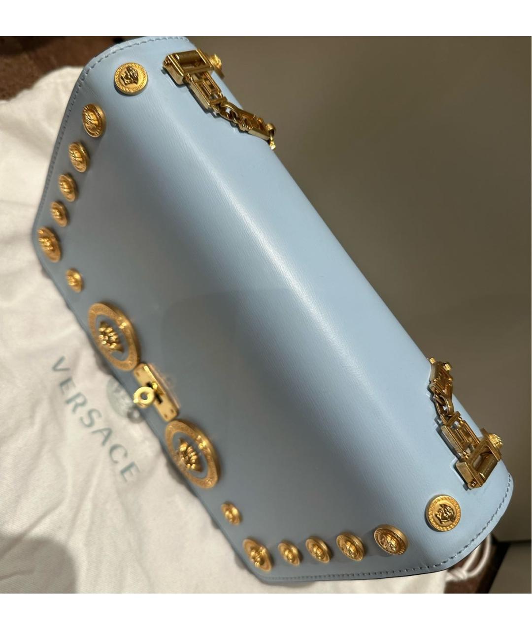 VERSACE Голубая кожаная сумка через плечо, фото 3