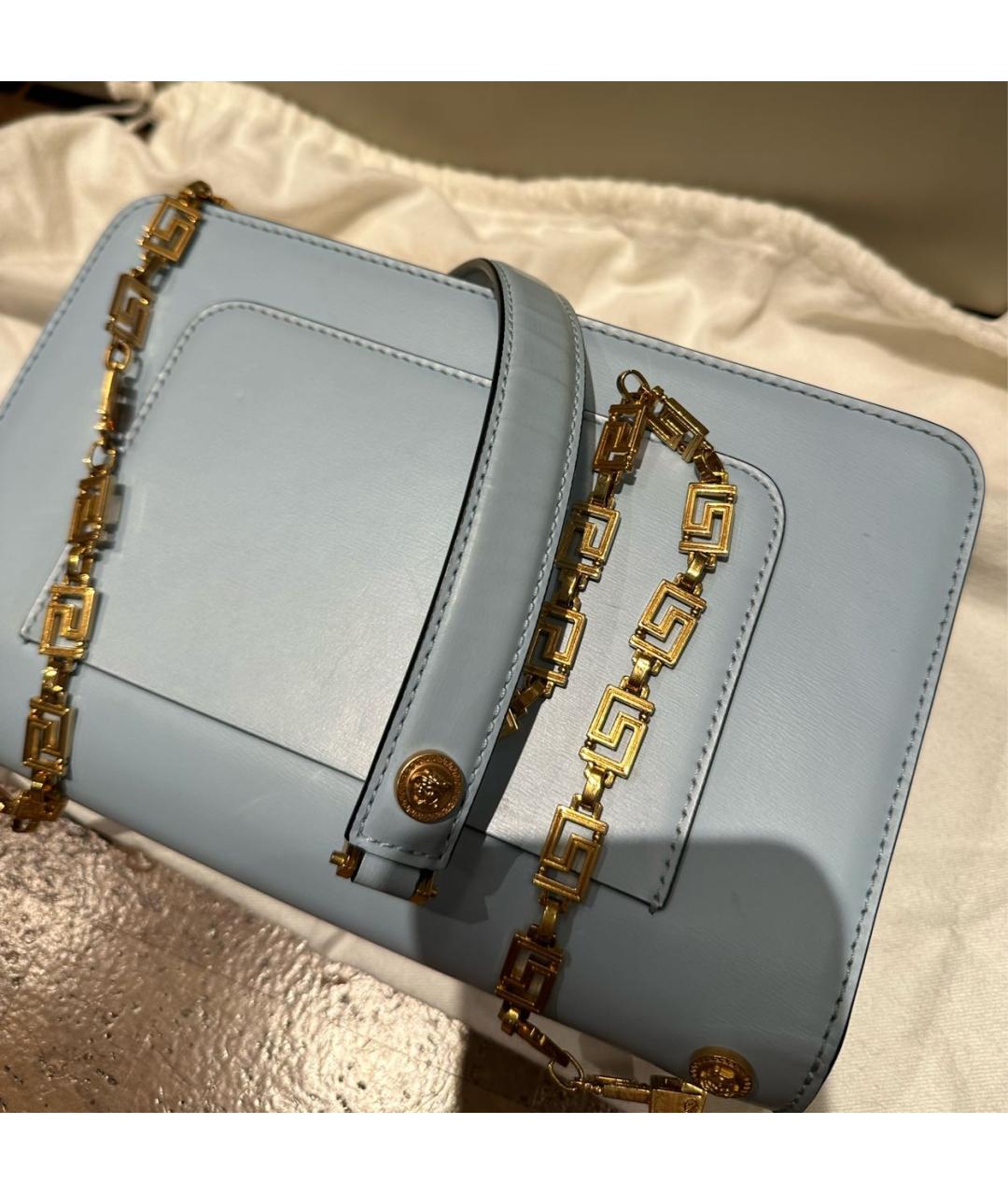 VERSACE Голубая кожаная сумка через плечо, фото 2