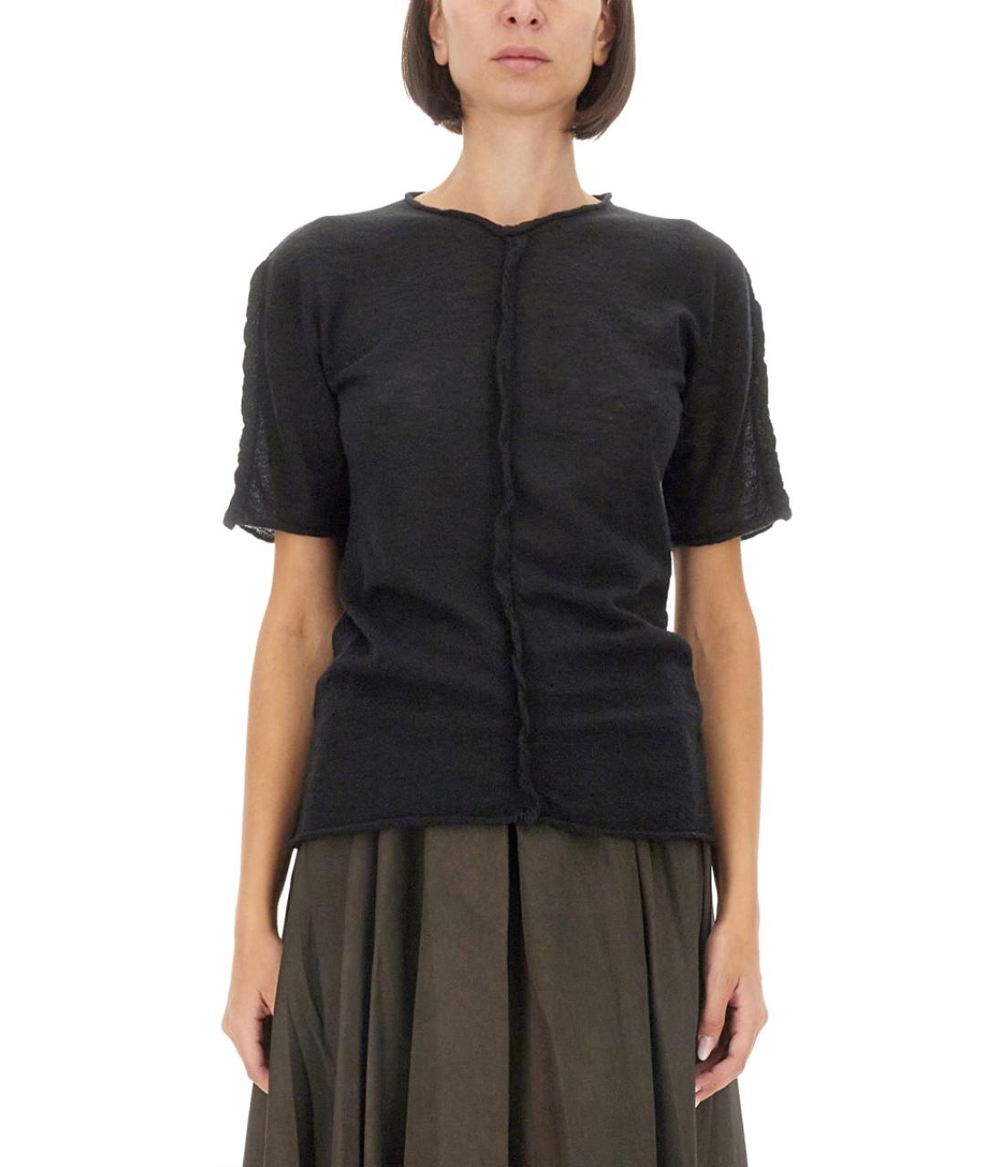 UMA WANG Черная кашемировая футболка, фото 5