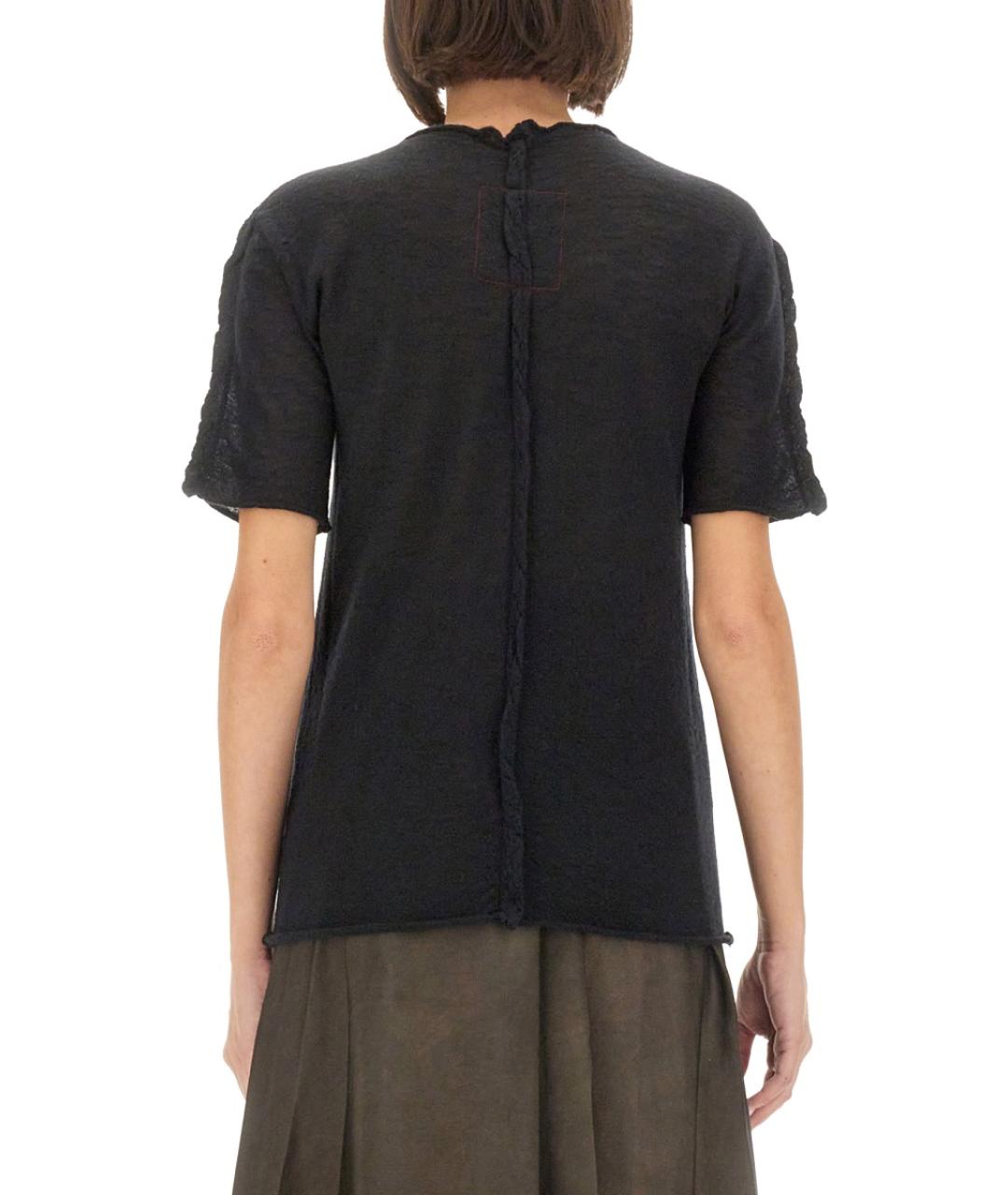 UMA WANG Черная кашемировая футболка, фото 3