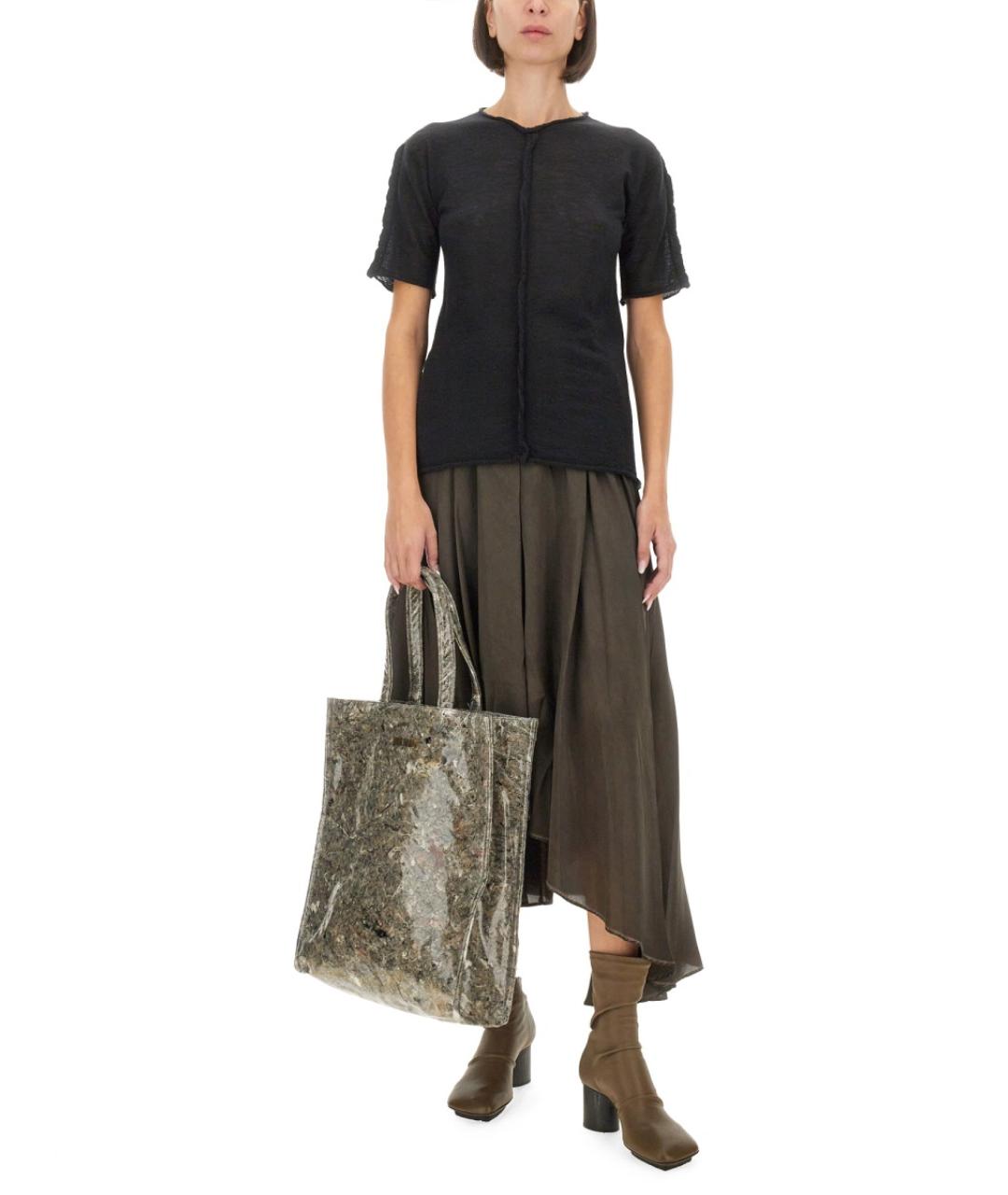 UMA WANG Черная кашемировая футболка, фото 2