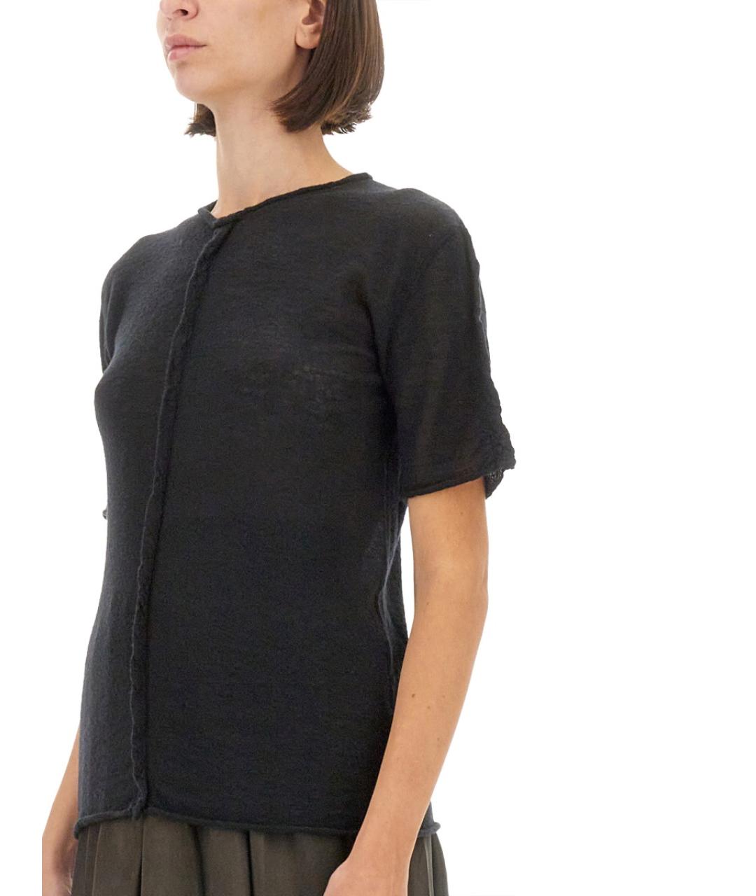 UMA WANG Черная кашемировая футболка, фото 4
