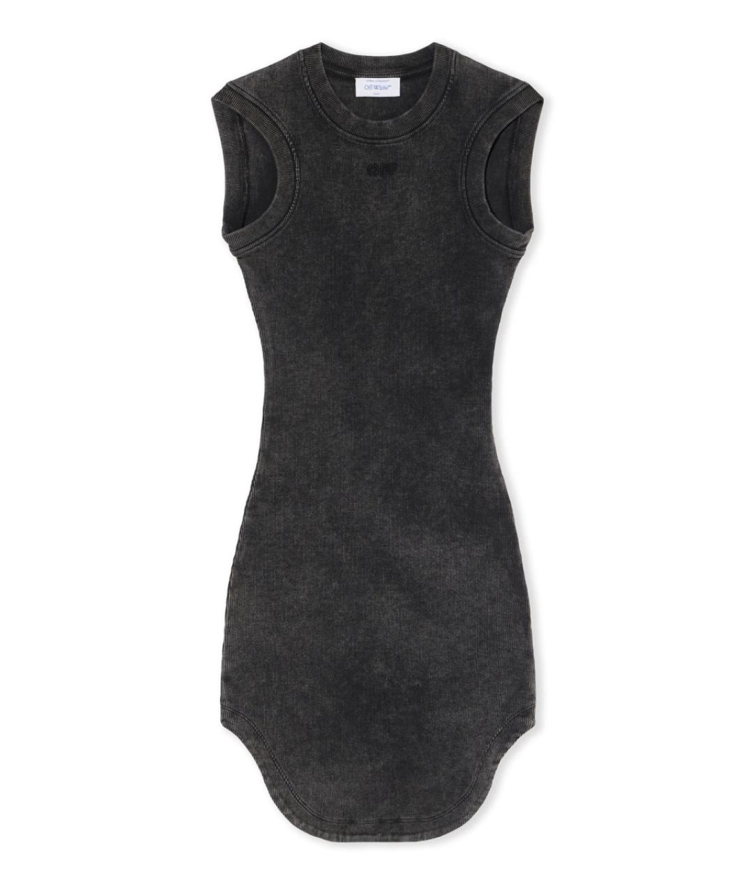 OFF-WHITE Серое хлопковое повседневное платье, фото 1