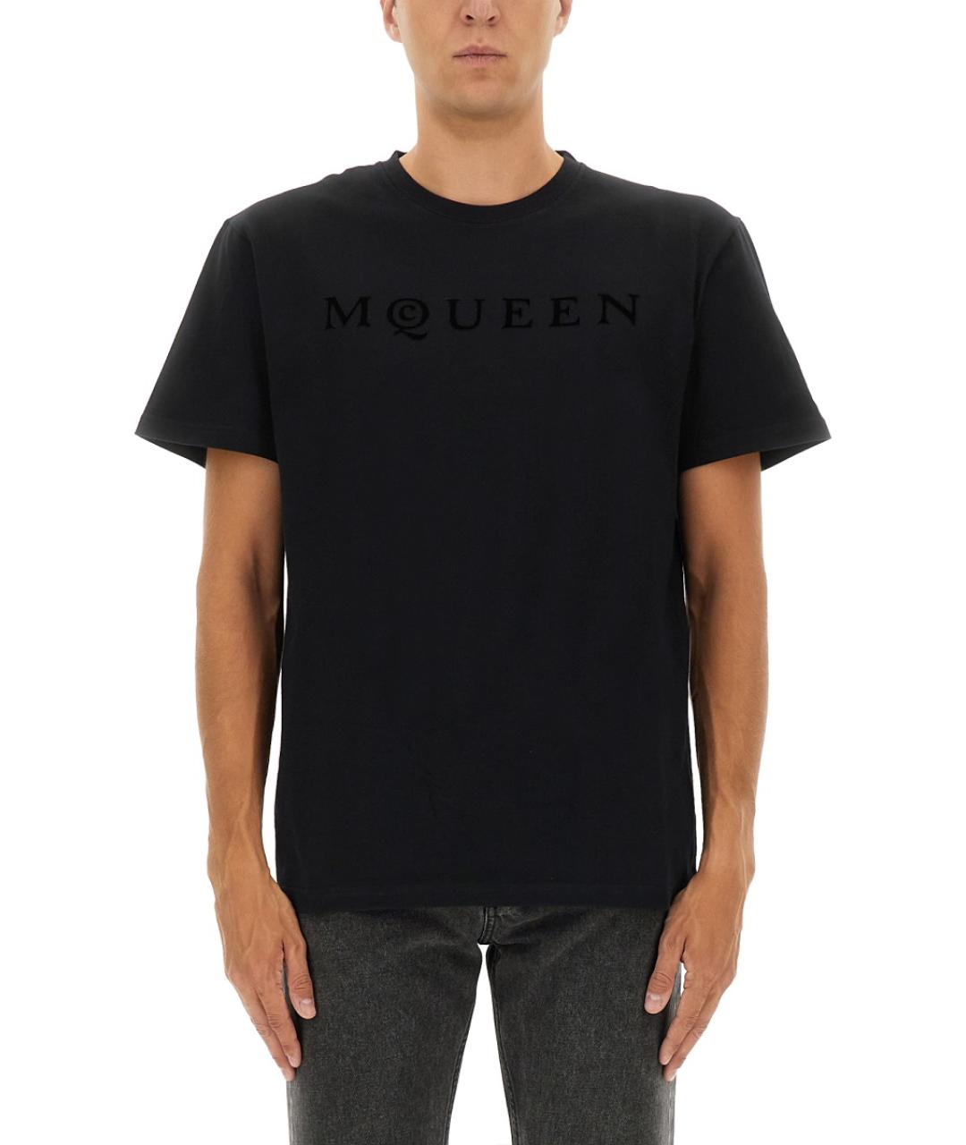ALEXANDER MCQUEEN Черная хлопковая футболка, фото 2