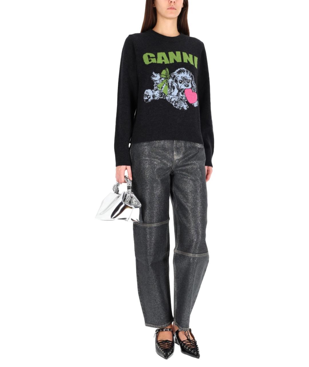 GANNI Антрацитовый шерстяной джемпер / свитер, фото 3
