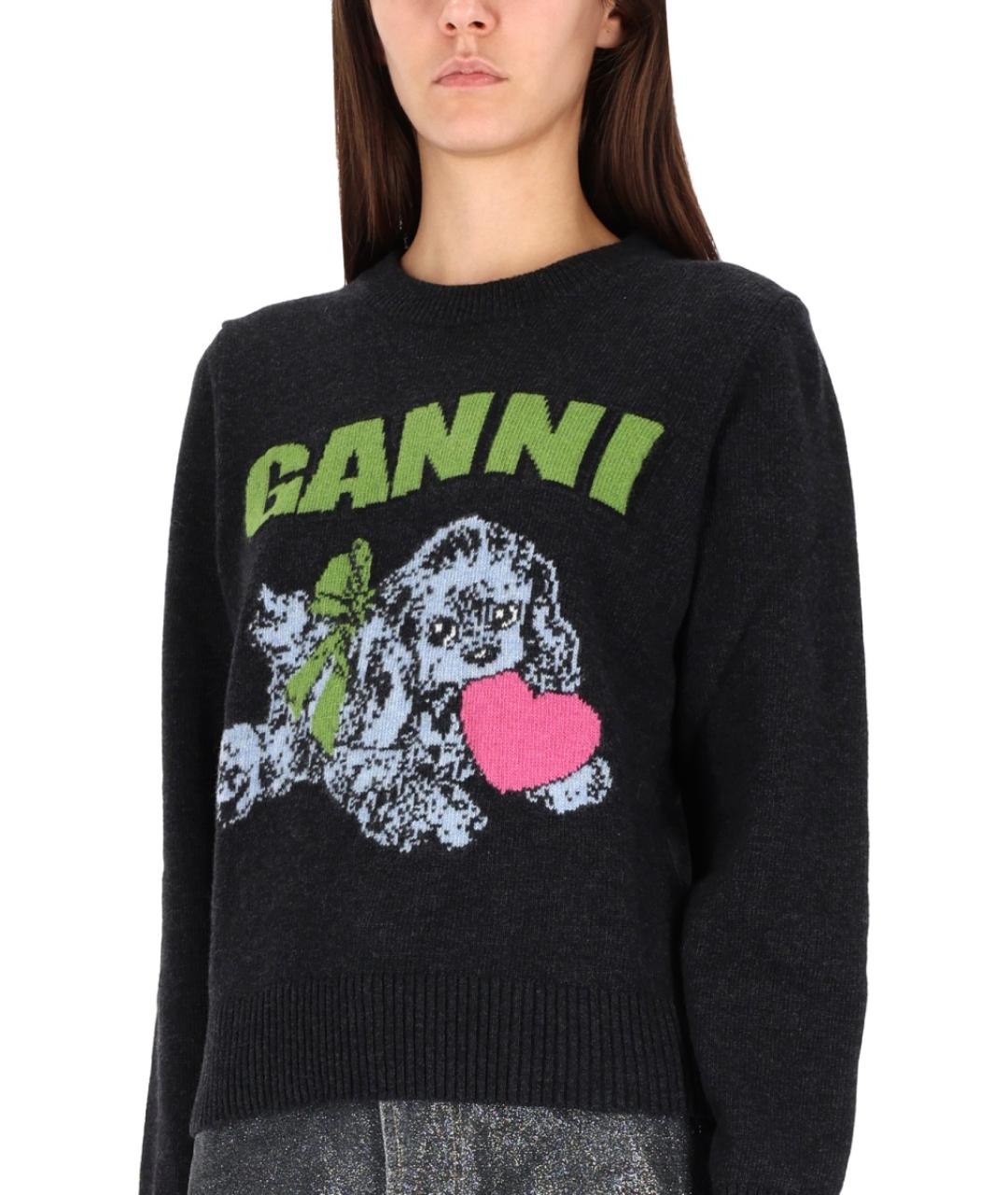 GANNI Антрацитовый шерстяной джемпер / свитер, фото 5