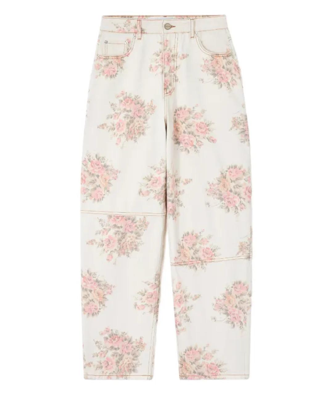 GANNI Белые хлопковые прямые джинсы, фото 1