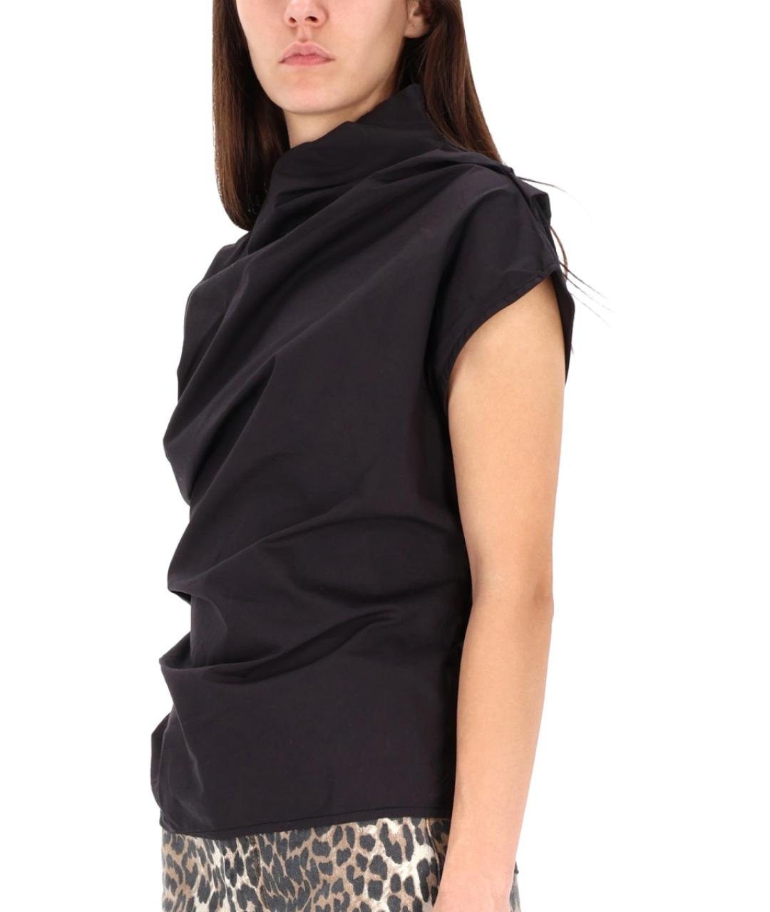 GANNI Черная хлопковая блузы, фото 5