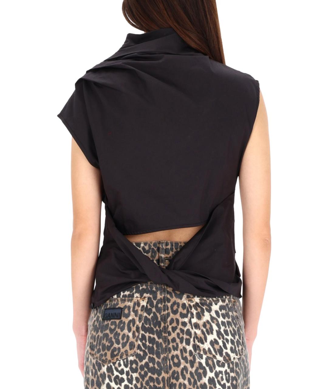 GANNI Черная хлопковая блузы, фото 4