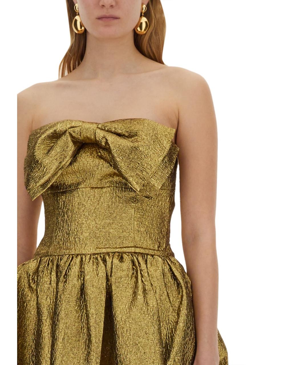 SELF-PORTRAIT Золотое полиэстеровое вечернее платье, фото 5