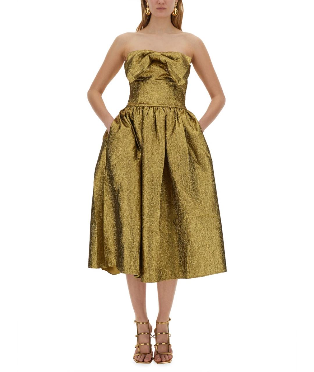 SELF-PORTRAIT Золотое полиэстеровое вечернее платье, фото 3