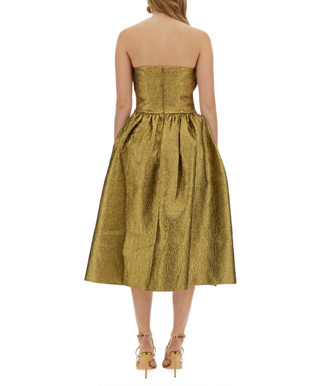 SELF-PORTRAIT Золотое полиэстеровое вечернее платье, фото 4