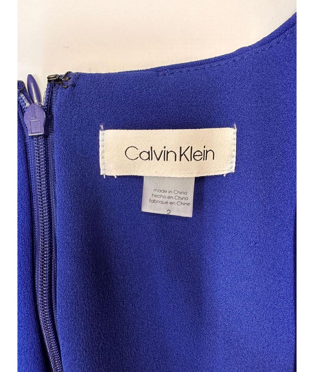 CALVIN KLEIN Синее полиэстеровое вечернее платье, фото 7