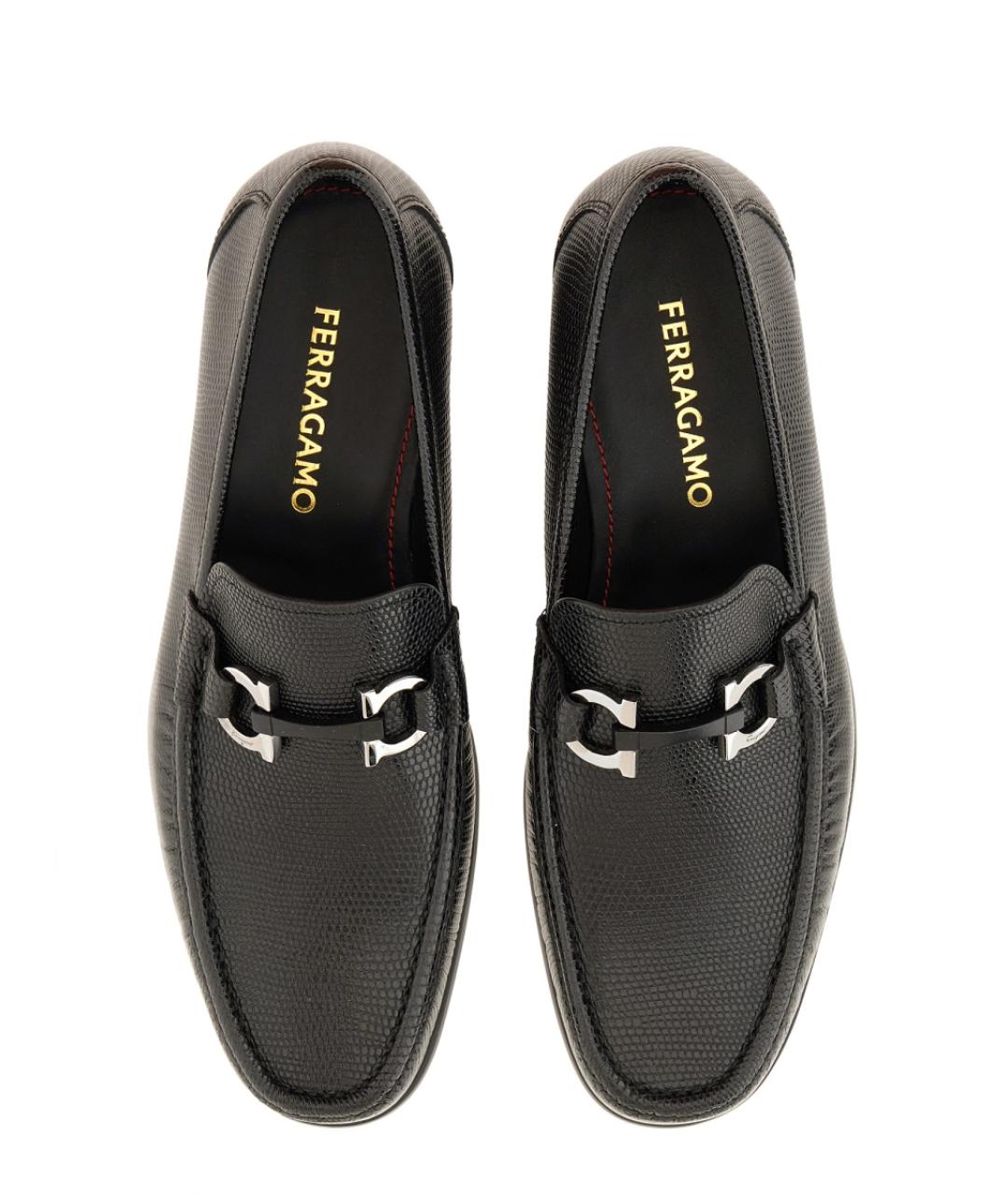 FERRAGAMO Черные кожаные лоферы, фото 5