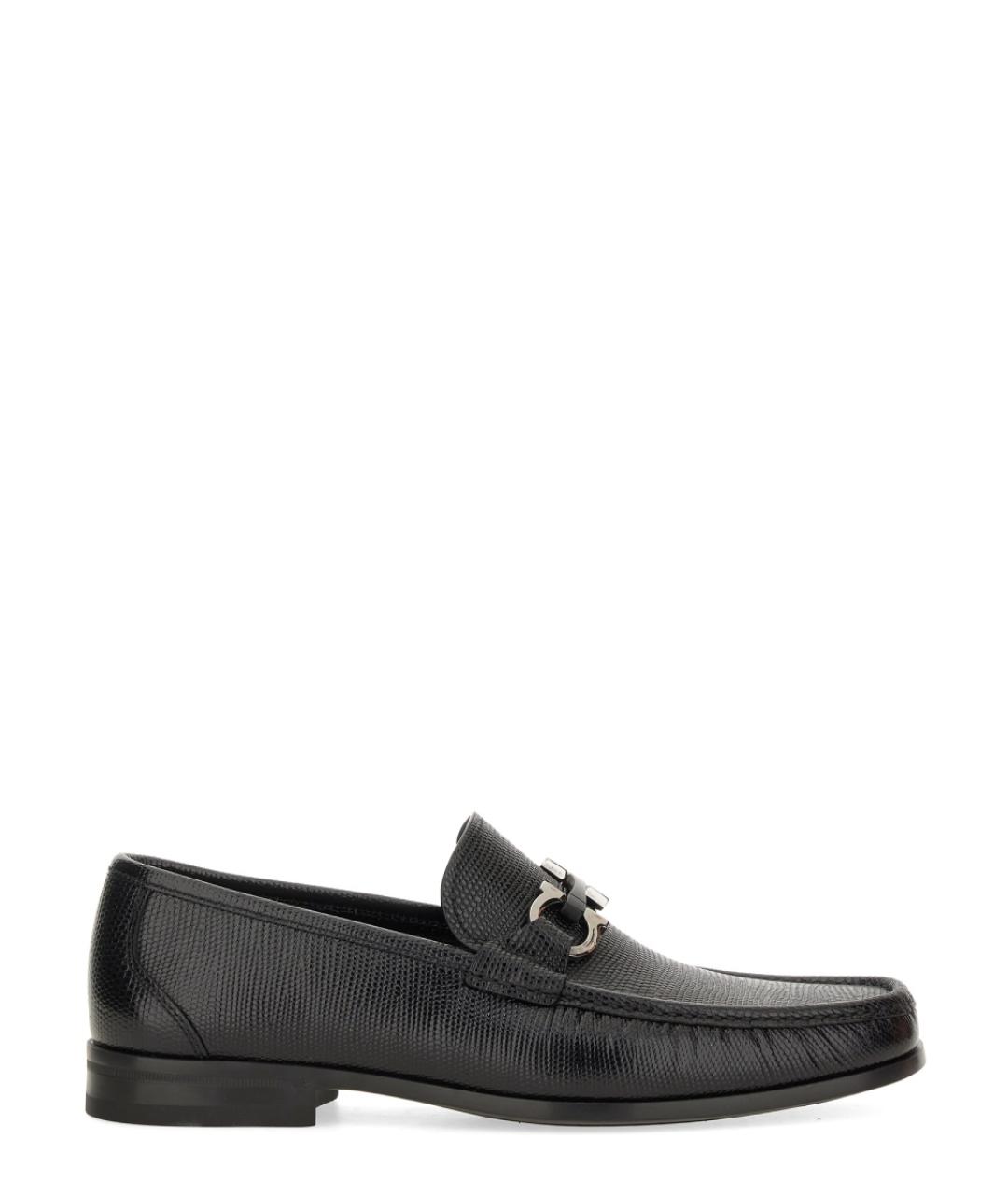 FERRAGAMO Черные кожаные лоферы, фото 1