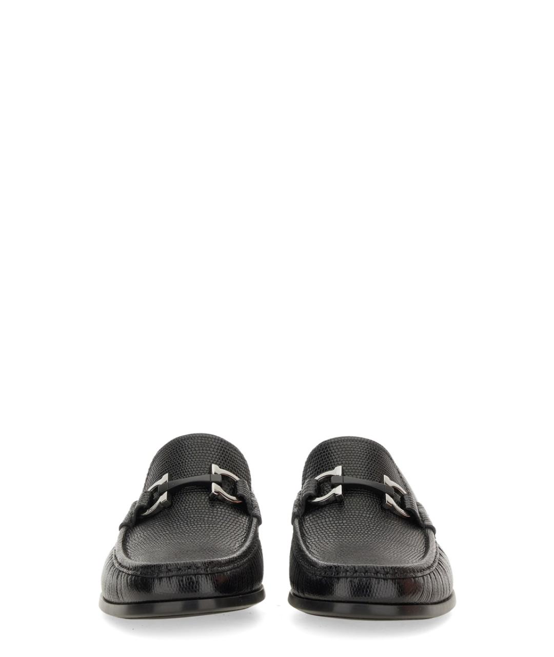 FERRAGAMO Черные кожаные лоферы, фото 4