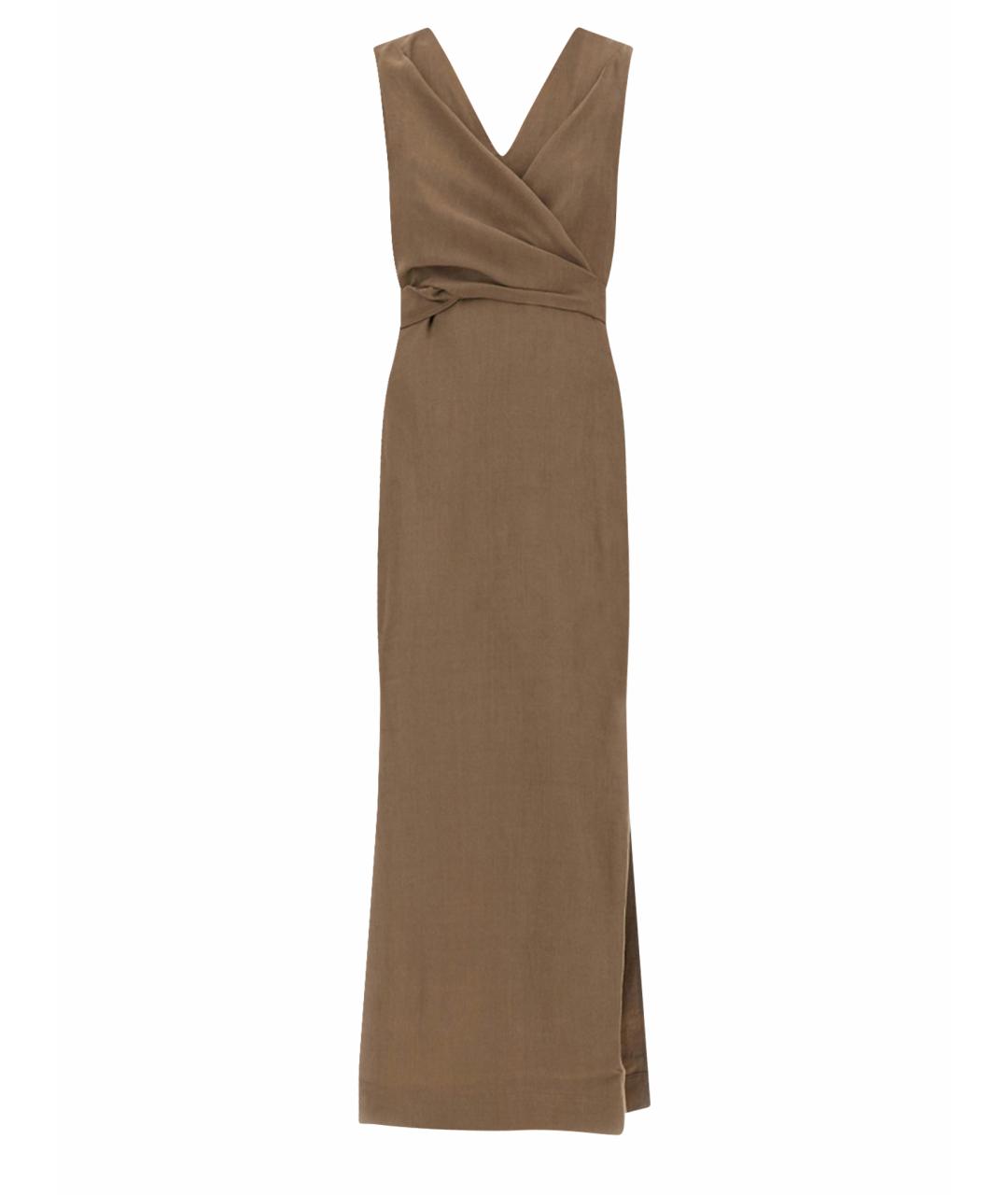 BRUNELLO CUCINELLI Коричневое вискозное платье, фото 1