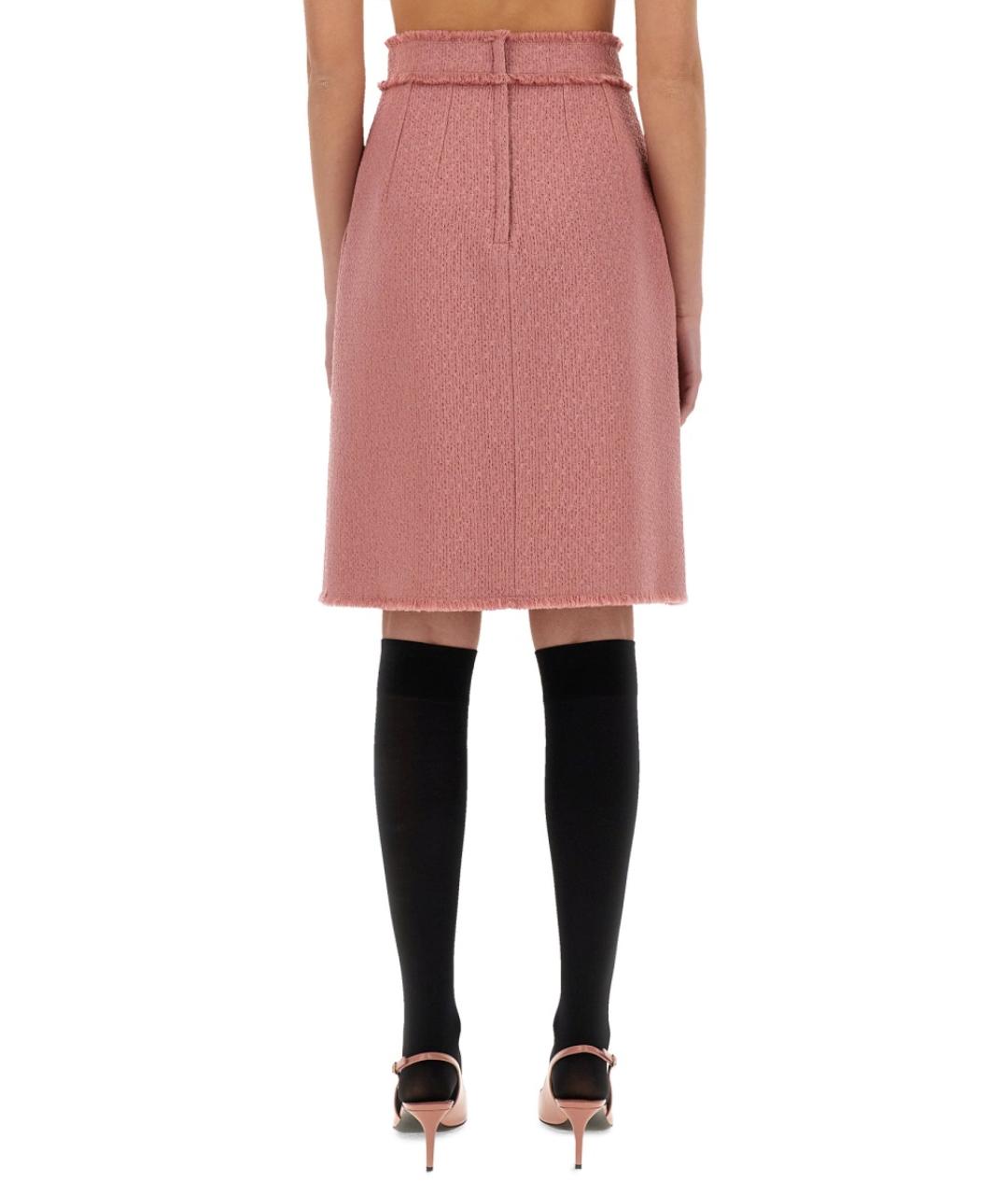 DOLCE&GABBANA Розовая шерстяная юбка миди, фото 4