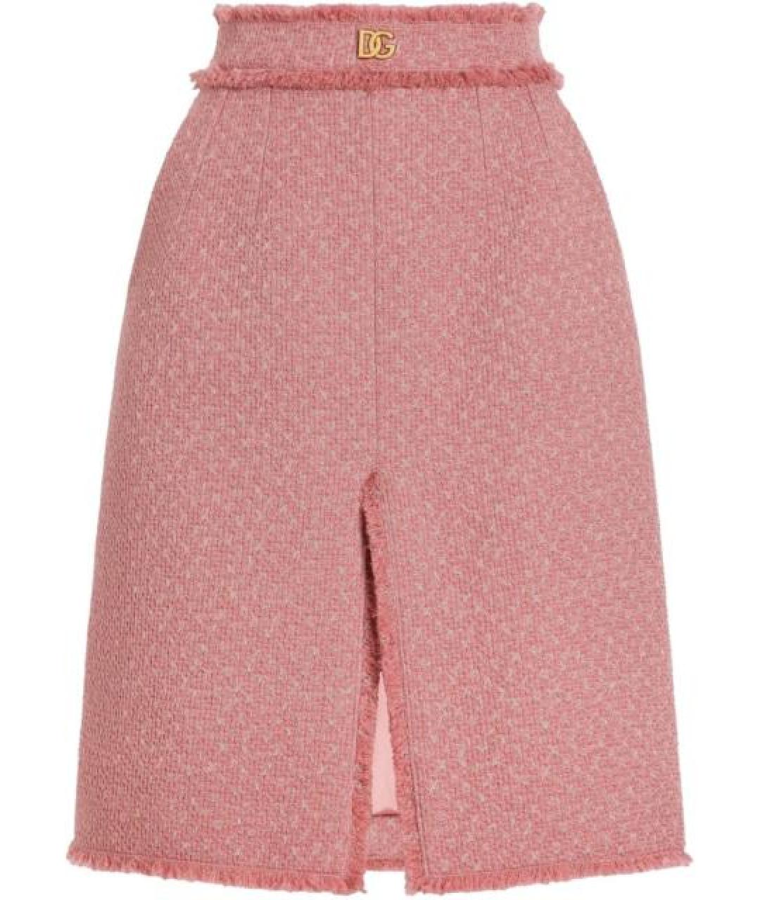 DOLCE&GABBANA Розовая шерстяная юбка миди, фото 1