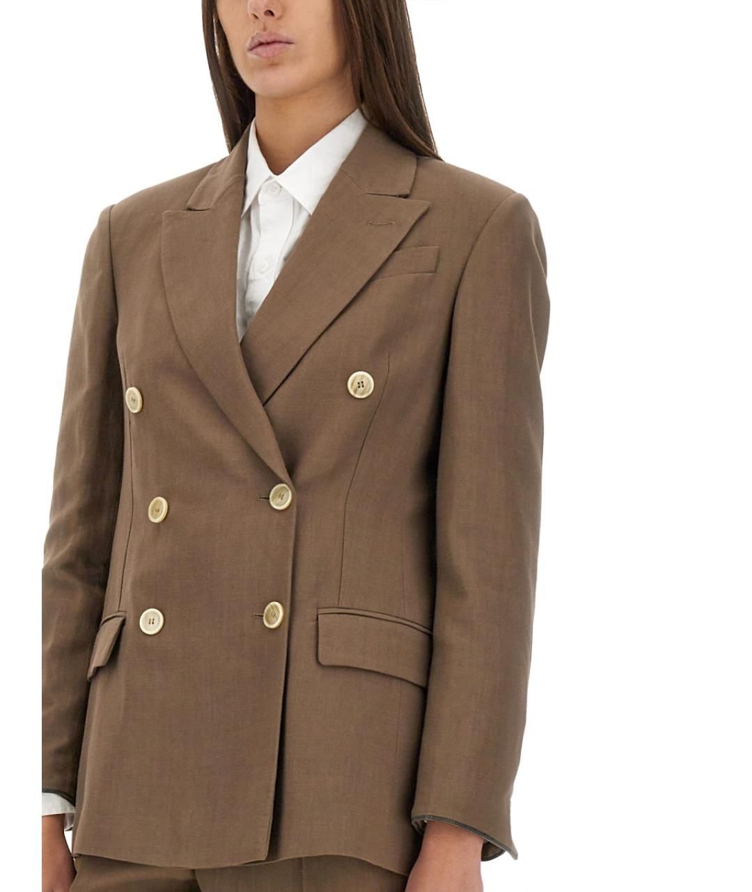 BRUNELLO CUCINELLI Коричневый вискозный жакет/пиджак, фото 5