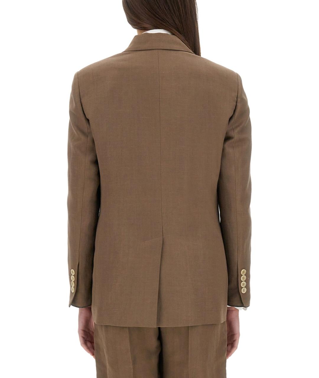 BRUNELLO CUCINELLI Коричневый вискозный жакет/пиджак, фото 4