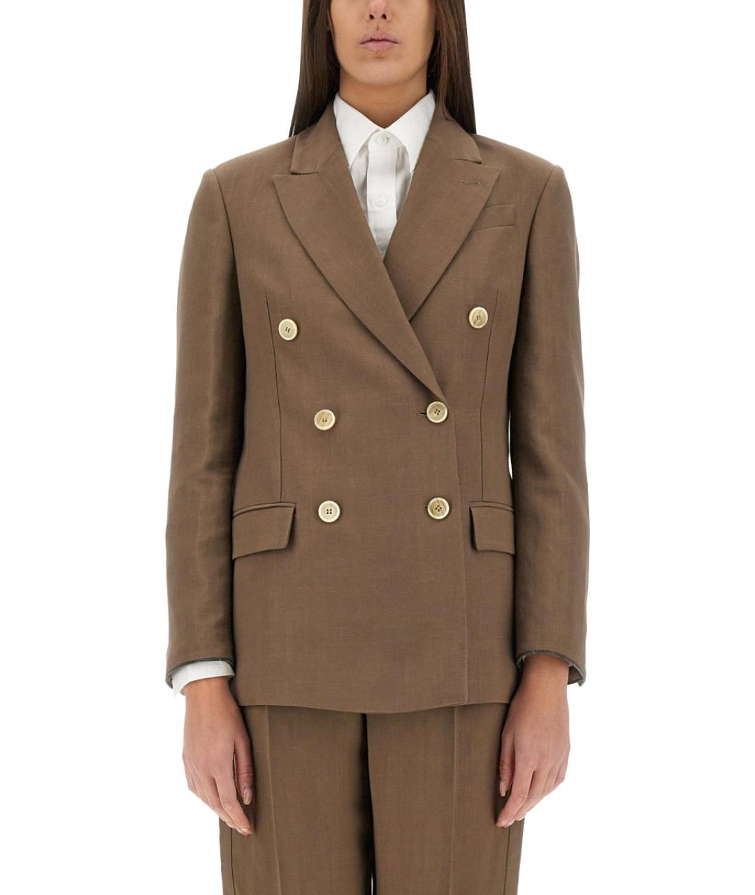 BRUNELLO CUCINELLI Коричневый вискозный жакет/пиджак, фото 2
