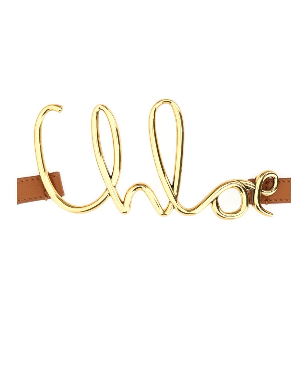 CHLOE Коричневый кожаный ремень, фото 2