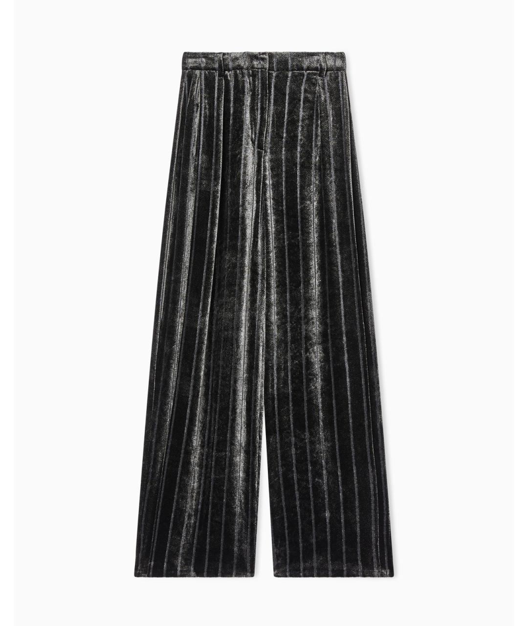 EMPORIO ARMANI Антрацитовые вискозные прямые брюки, фото 4