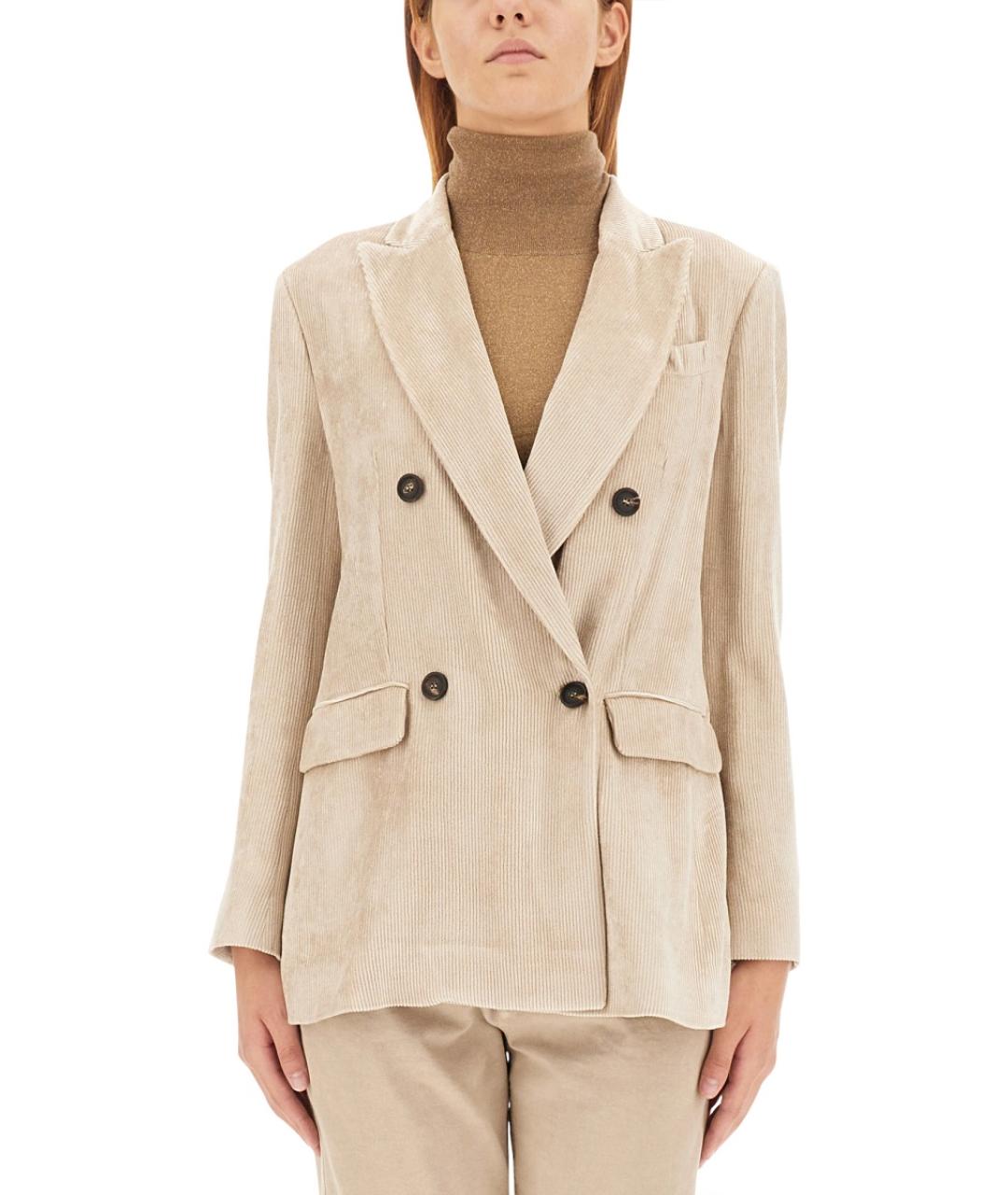 BRUNELLO CUCINELLI Бежевый вискозный жакет/пиджак, фото 2