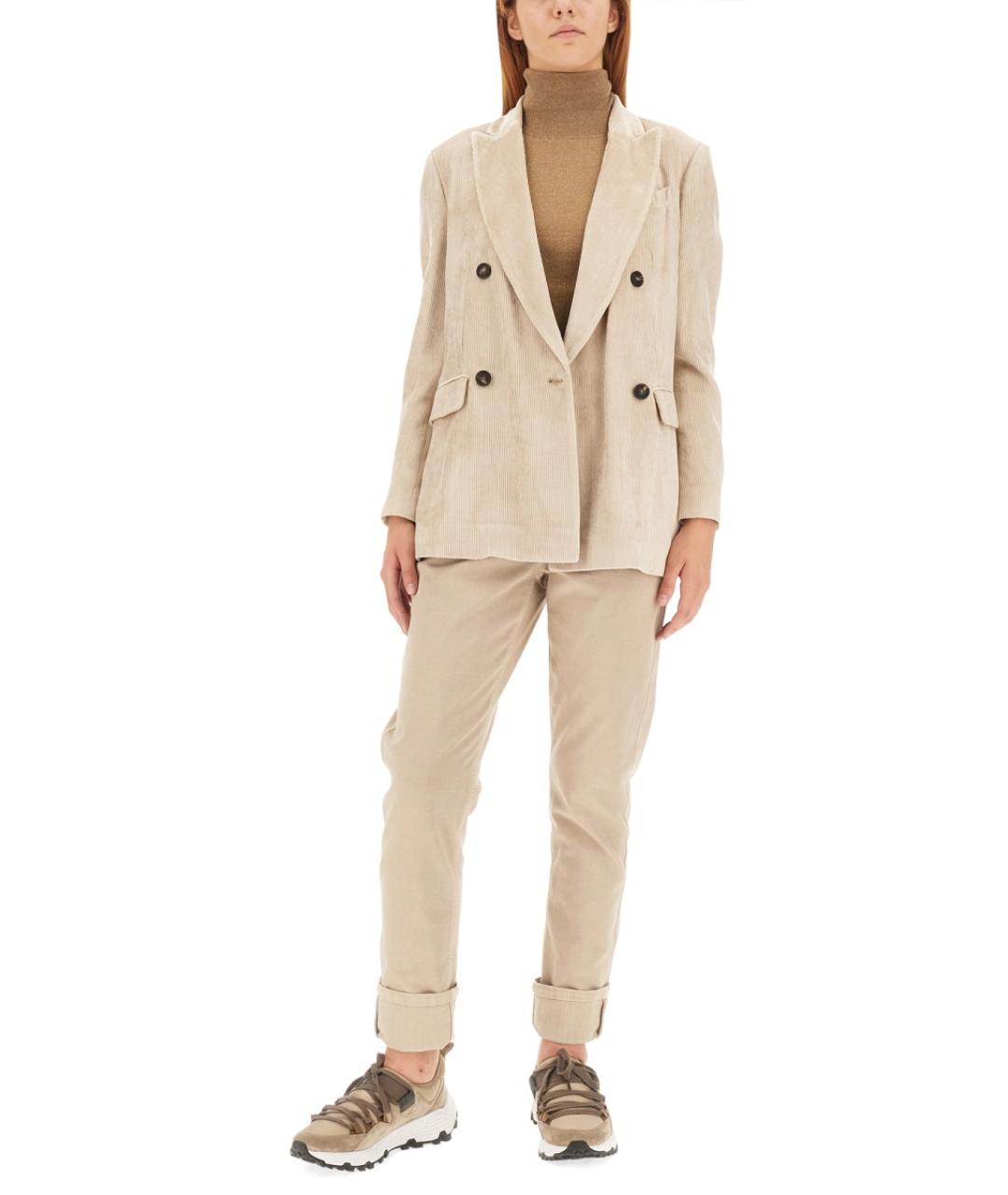 BRUNELLO CUCINELLI Бежевый вискозный жакет/пиджак, фото 3