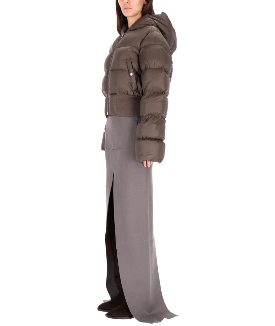 RICK OWENS Серая шерстяная юбка миди, фото 3