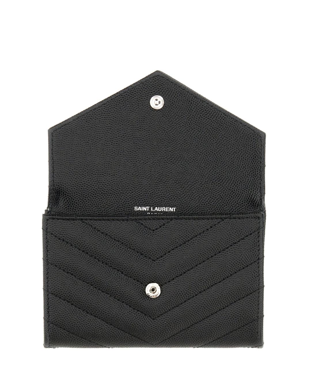 SAINT LAURENT Черный кожаный кошелек, фото 4