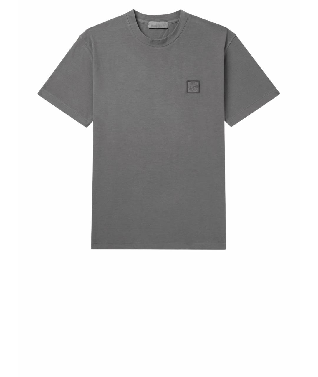 STONE ISLAND Серая хлопковая футболка, фото 1