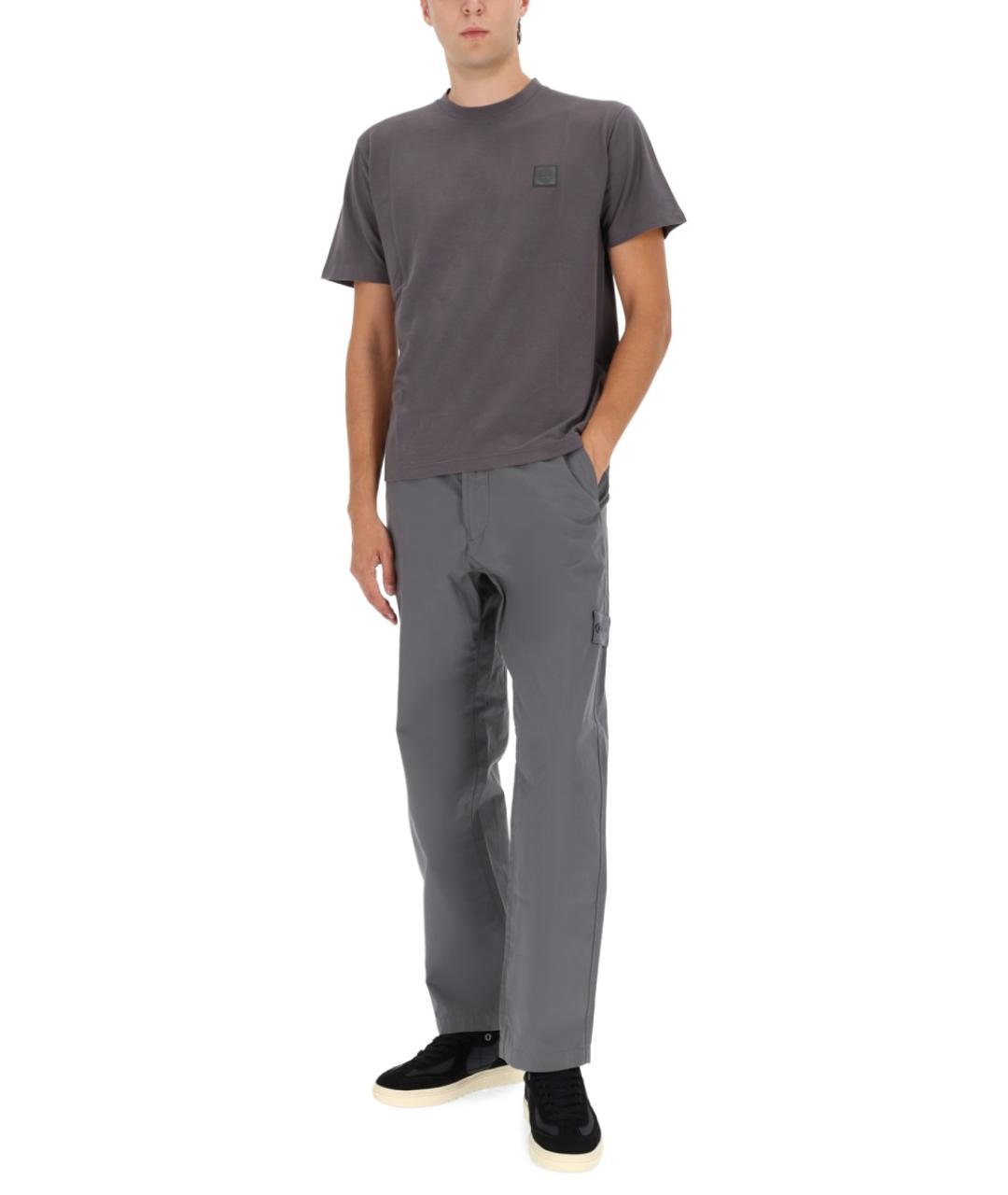 STONE ISLAND Серая хлопковая футболка, фото 3