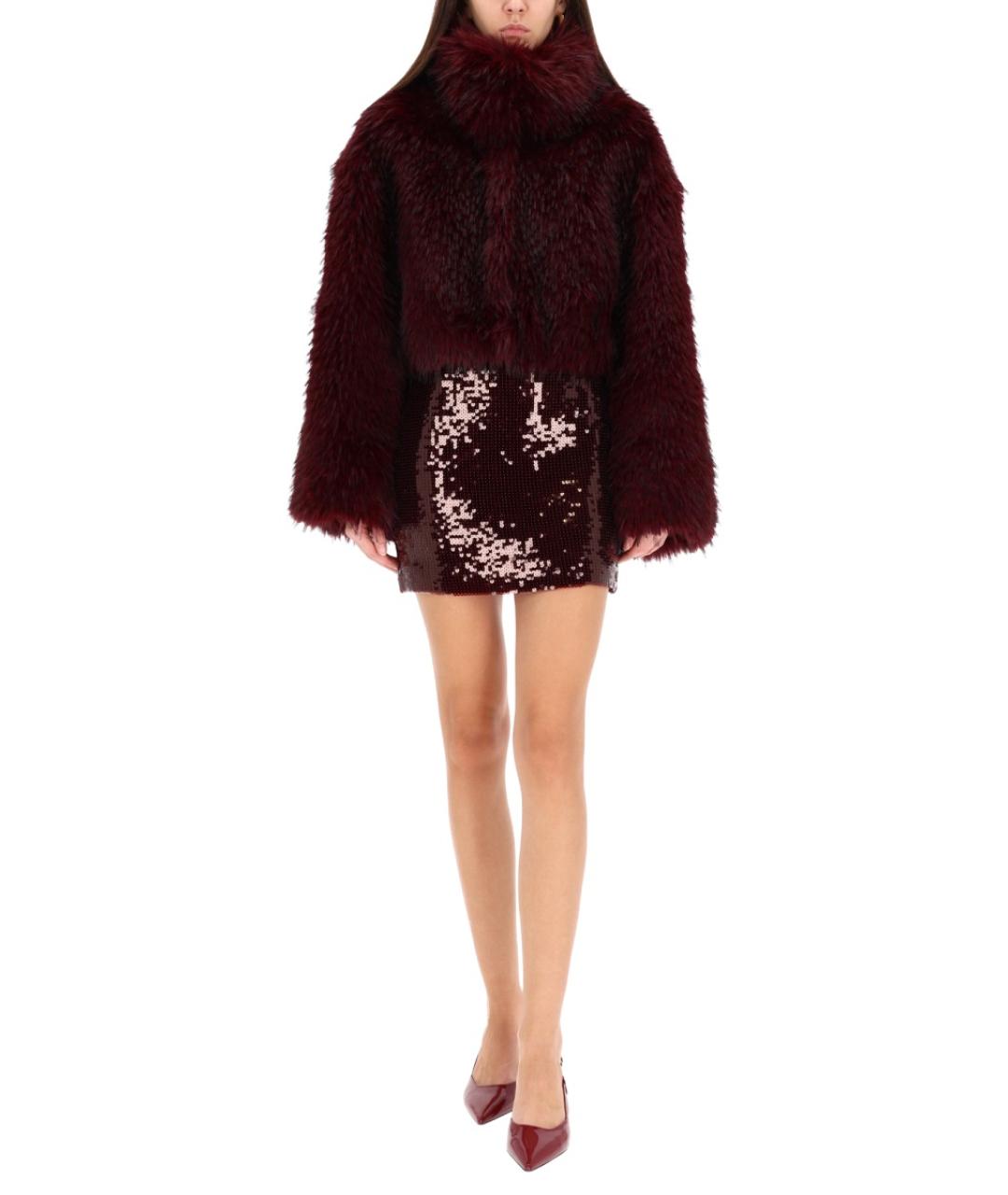 ROTATE Бордовая полиэстеровая шуба, фото 3