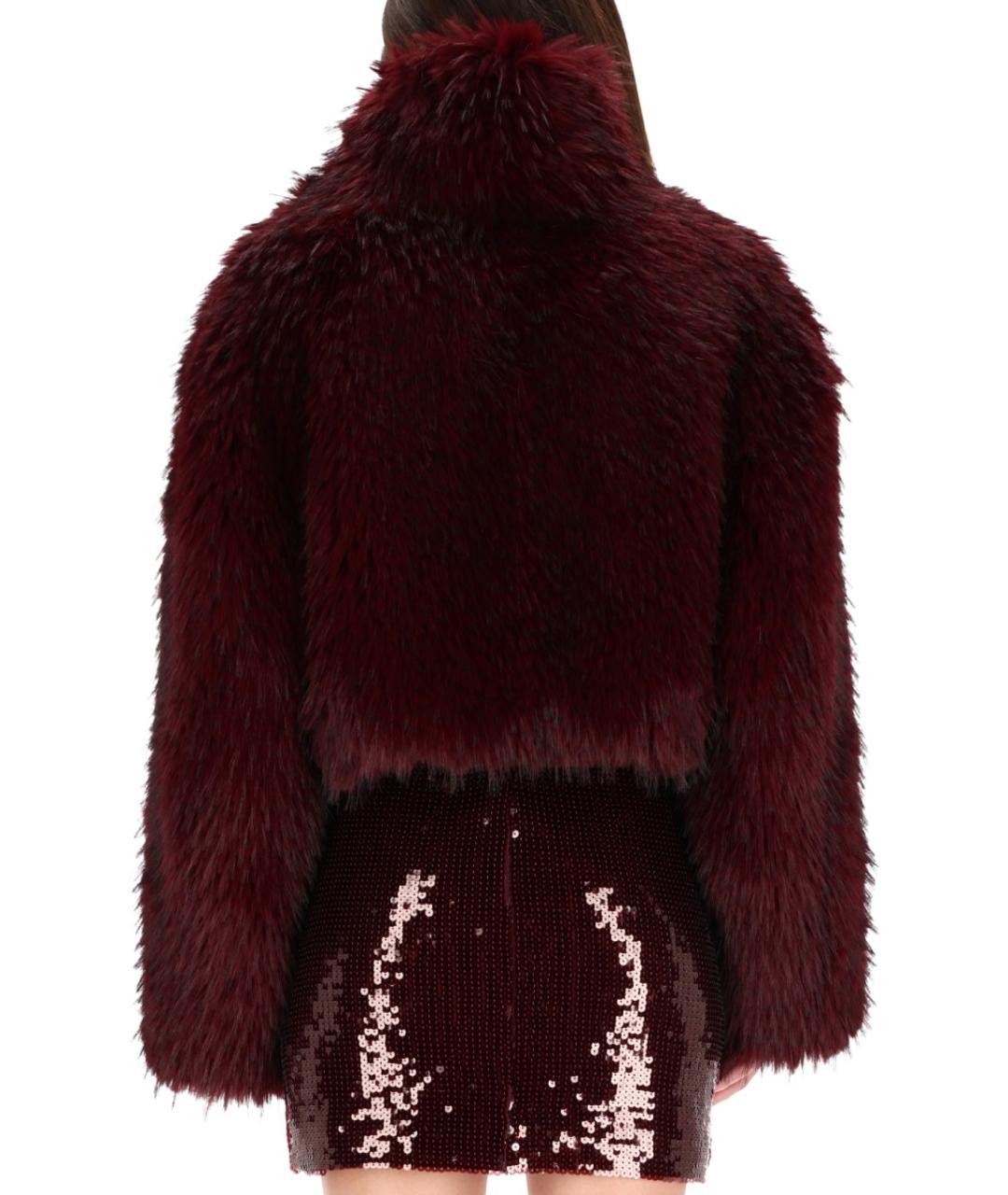 ROTATE Бордовая полиэстеровая шуба, фото 4