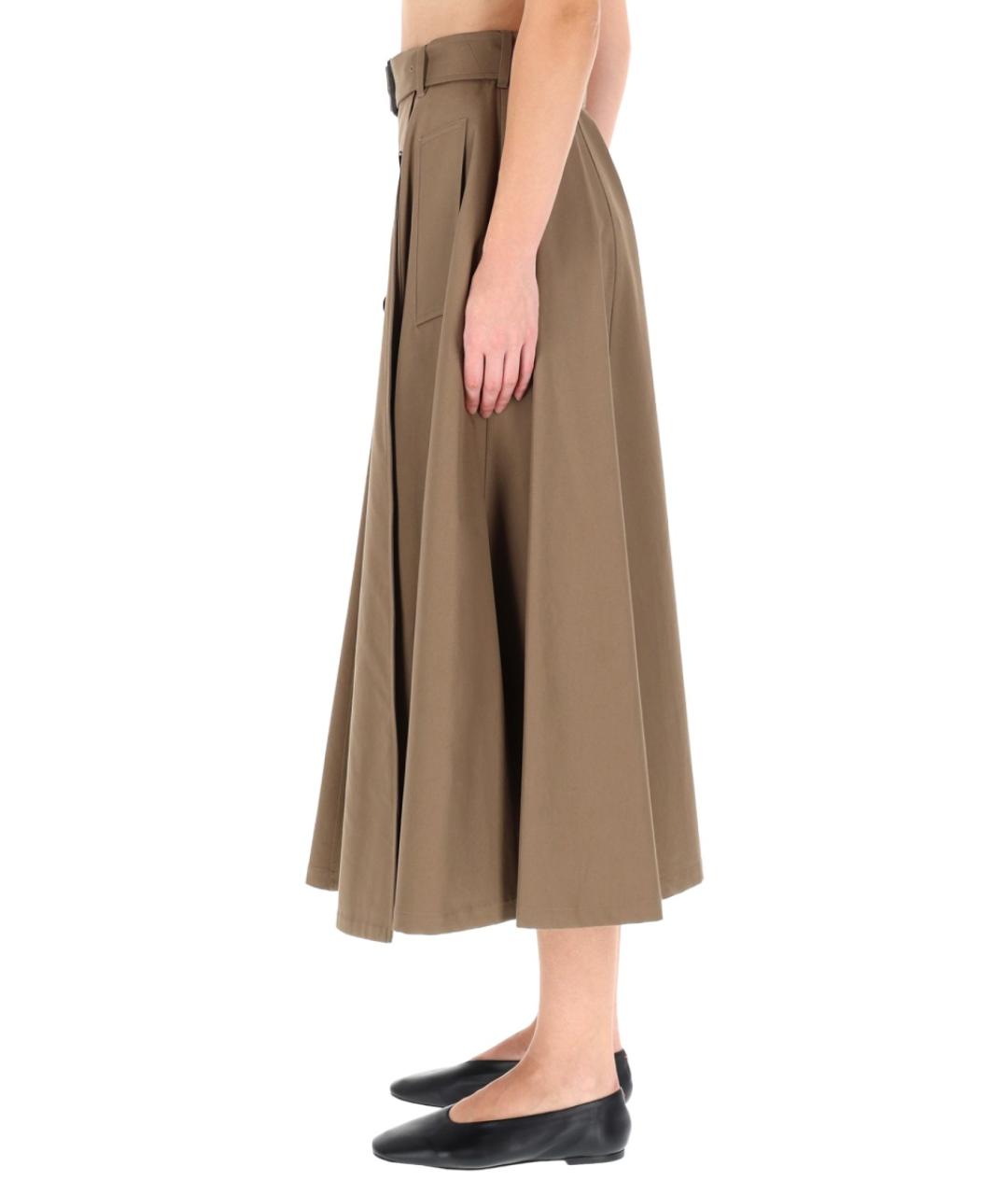 BURBERRY Коричневая хлопковая юбка миди, фото 4