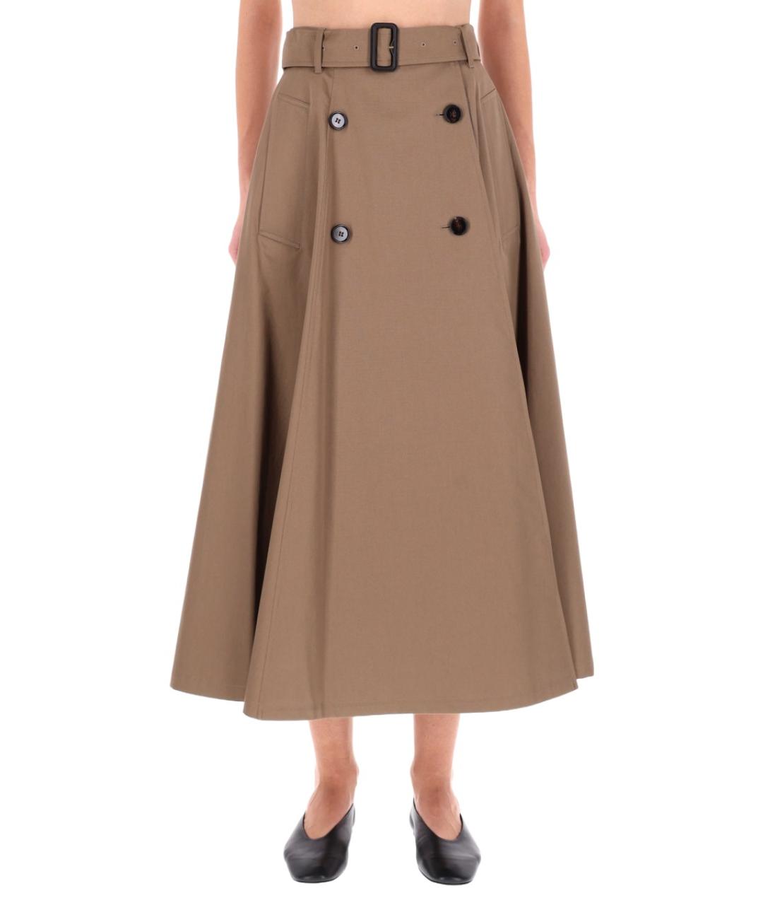 BURBERRY Коричневая хлопковая юбка миди, фото 3