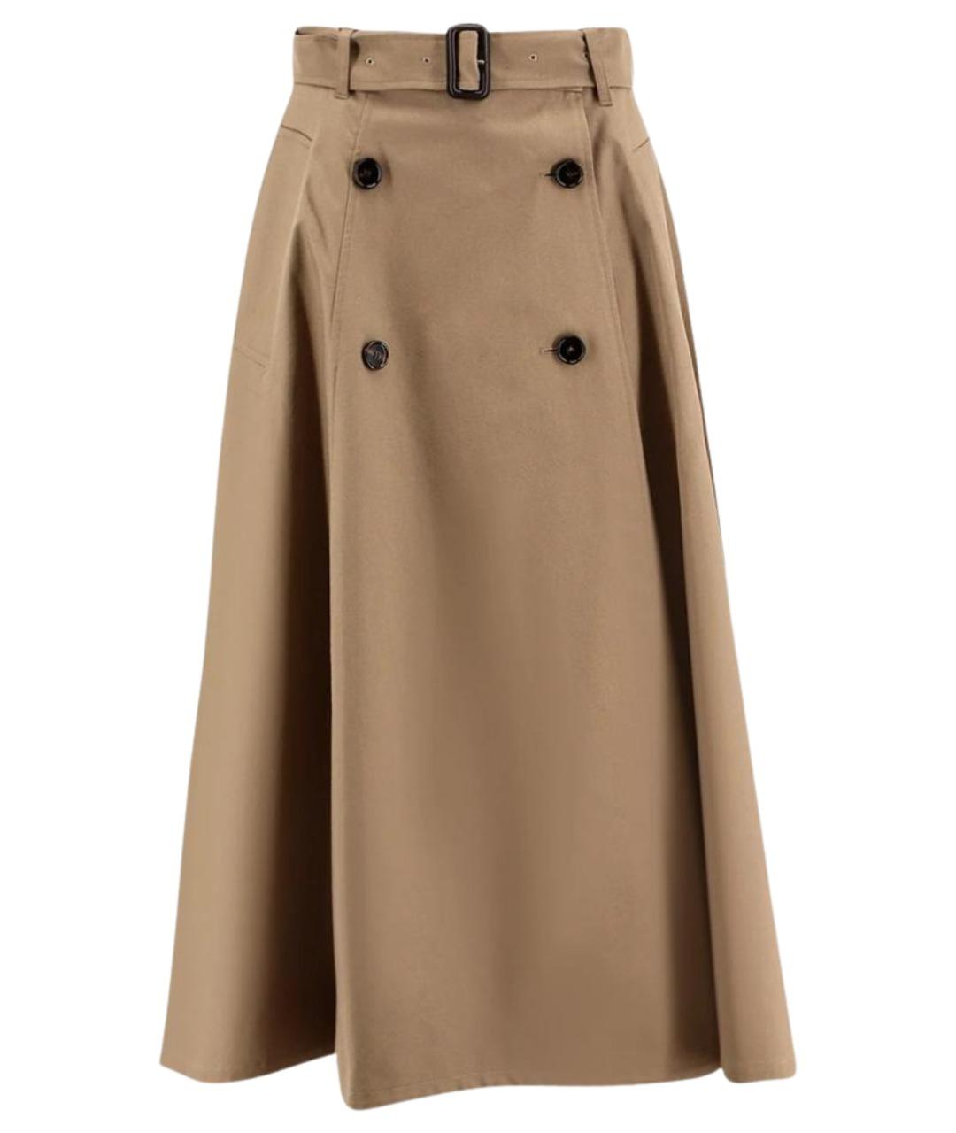 BURBERRY Коричневая хлопковая юбка миди, фото 1