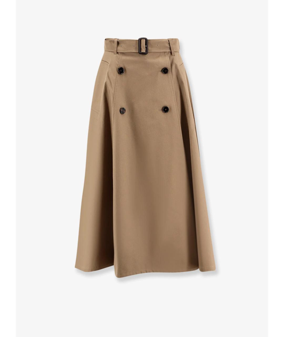 BURBERRY Коричневая хлопковая юбка миди, фото 6