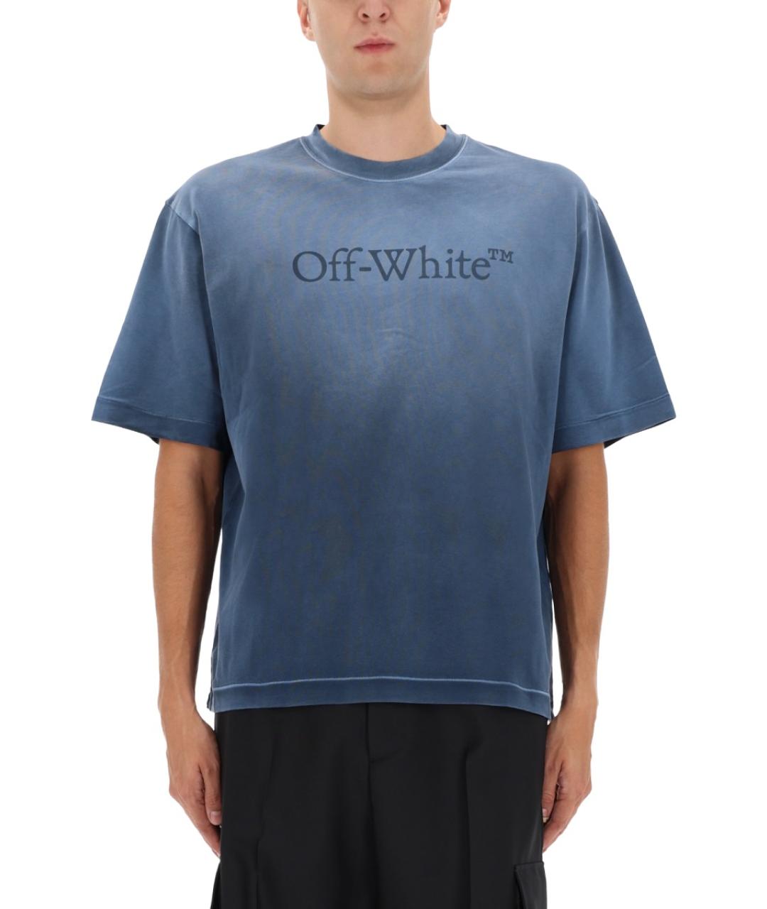 OFF-WHITE Синяя хлопковая футболка, фото 2