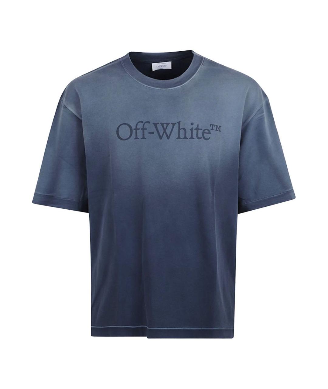 OFF-WHITE Синяя хлопковая футболка, фото 1