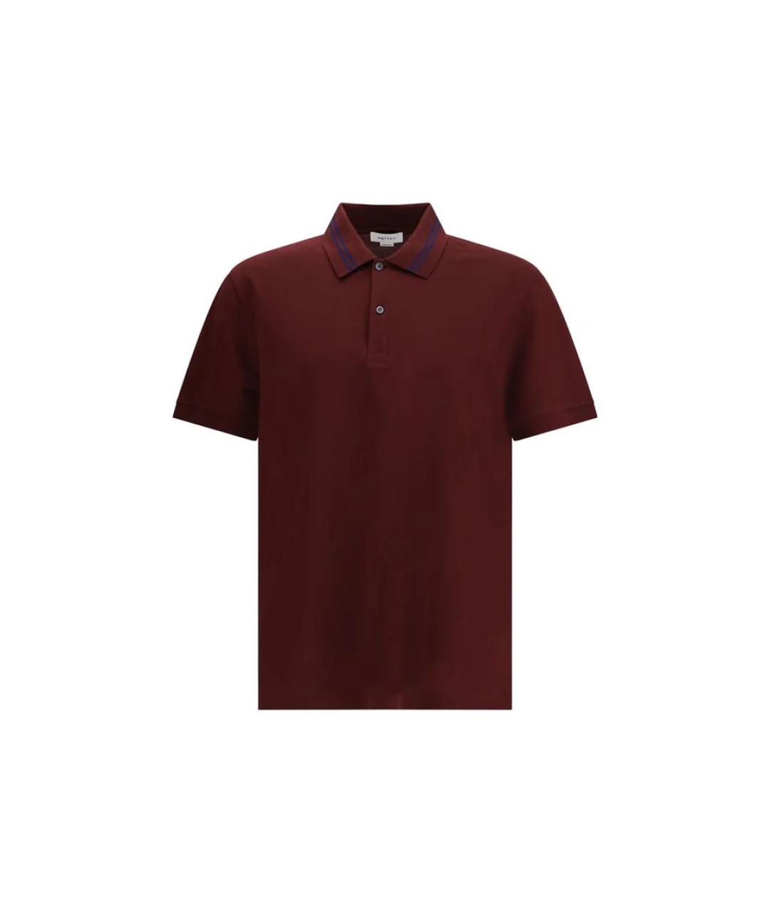 ALEXANDER MCQUEEN Бордовое хлопковое поло с коротким рукавом, фото 1