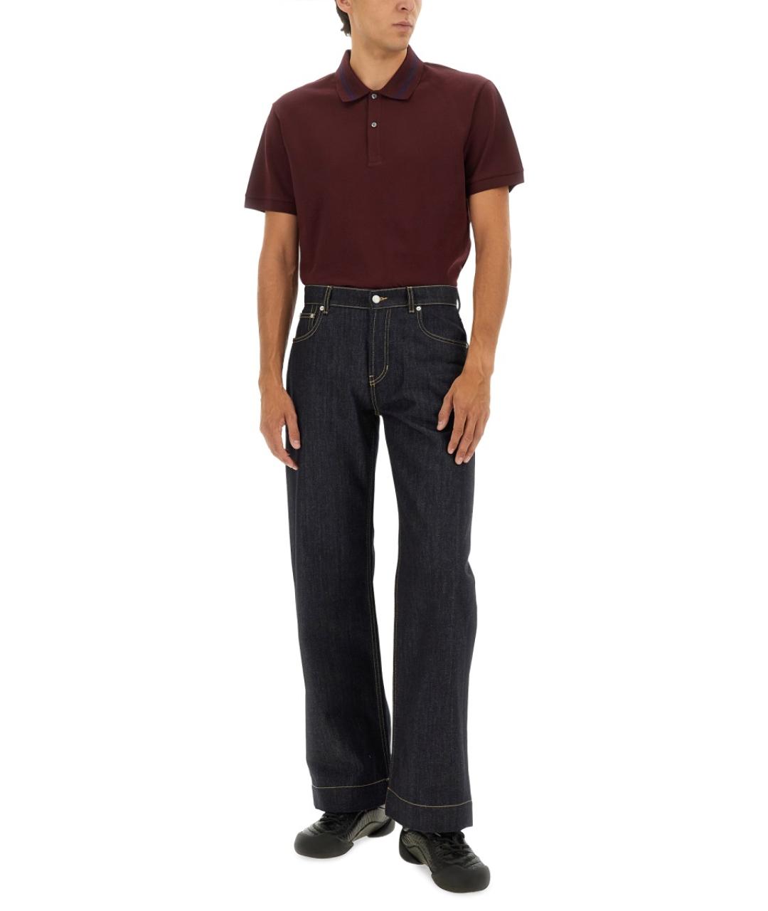 ALEXANDER MCQUEEN Бордовое хлопковое поло с коротким рукавом, фото 3