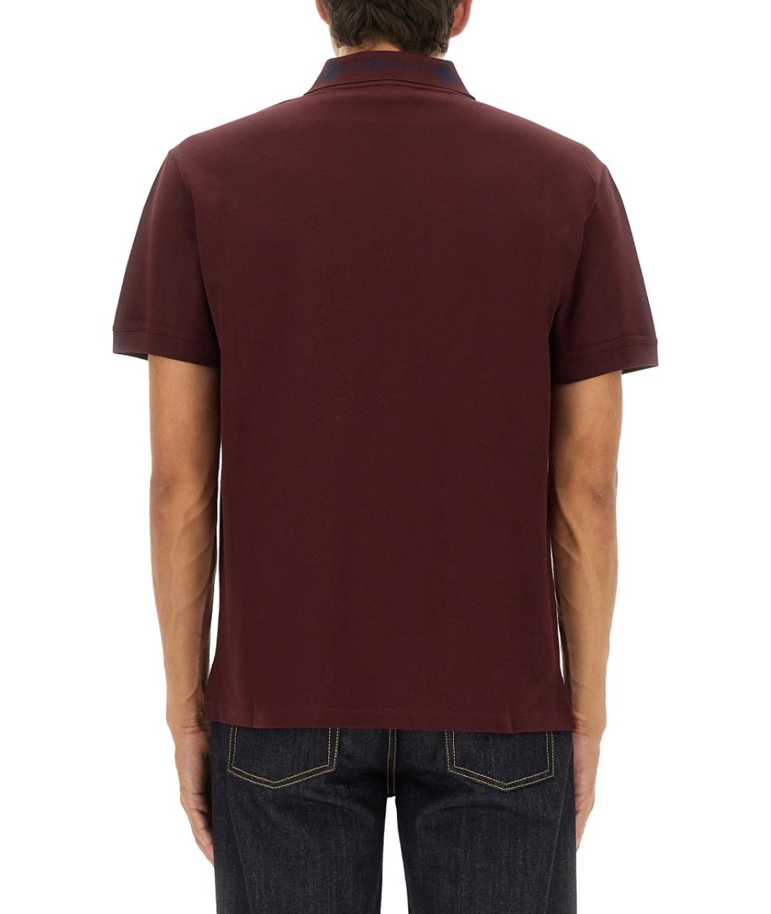 ALEXANDER MCQUEEN Бордовое хлопковое поло с коротким рукавом, фото 4