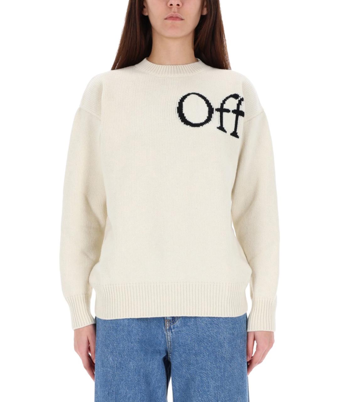 OFF-WHITE Белый шерстяной джемпер / свитер, фото 2