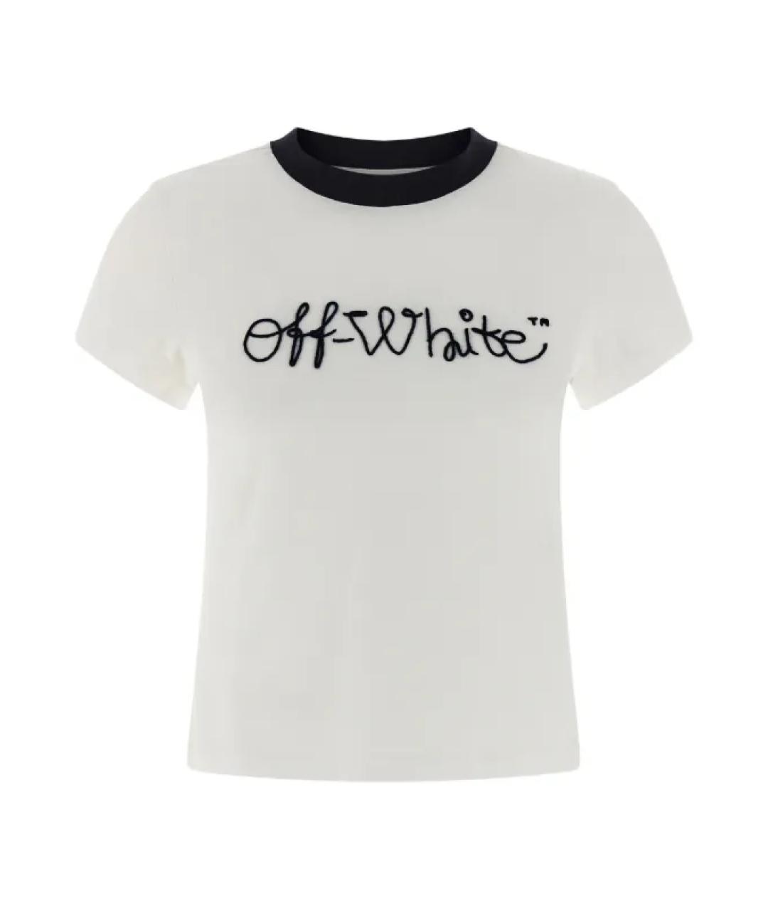 OFF-WHITE Белая хлопковая футболка, фото 1