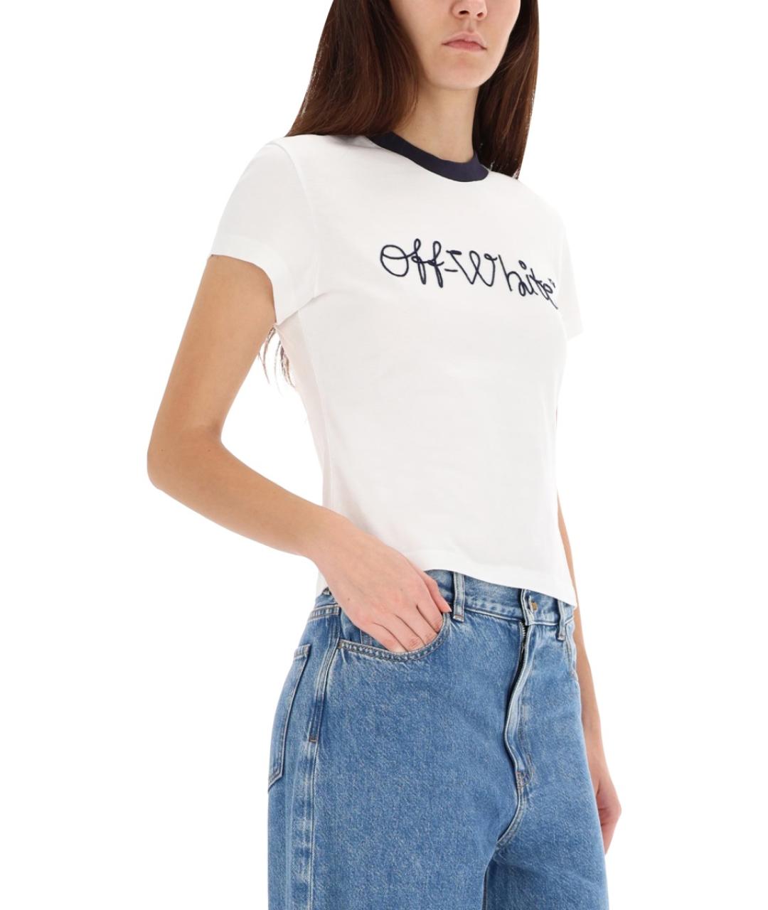OFF-WHITE Белая хлопковая футболка, фото 5